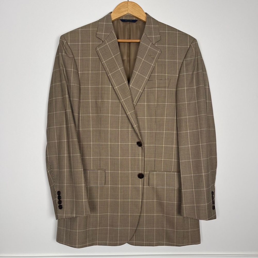 Brooks Brothers Brown Plaid Blazer with Windowpane Pattern